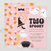 TWEE GRIEZELIG Cute en Moderne Roze Geest Uitnodig Kaart (Voorkant / Achterkant)