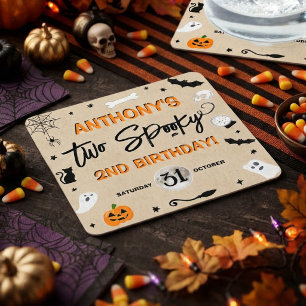 Twee griezelig! Halloween 2e verjaardagsfeestje Kartonnen Onderzetters