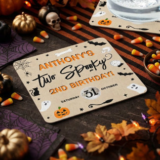 Twee griezelig! Halloween 2e verjaardagsfeestje Kartonnen Onderzetters