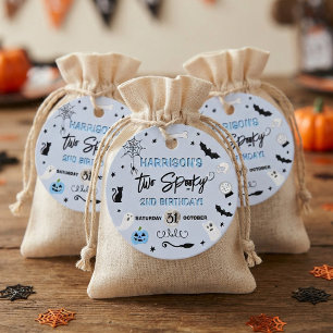 Twee griezelig! Jongens Halloween 2de verjaardagsf Bedankjes Labels