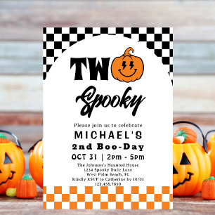 Twee griezelig leuke retro Halloween feestje voor  Kaart