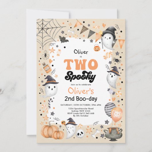 Twee griezelig | Schattige Halloween-geest 2de ver Kaart (Voorkant)