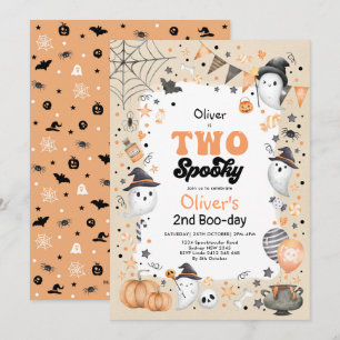 Twee griezelig   Schattige Halloween-geest 2de ver Kaart