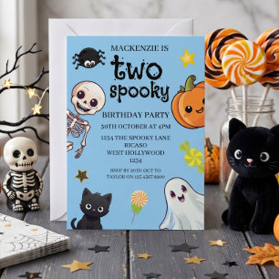 Twee griezelige 2de verjaardag Halloween-feestje Kaart