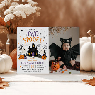 Twee griezelige Halloween 2de verjaardagsfeestje f Kaart