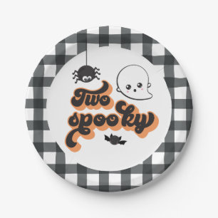 Twee griezelige Halloween 2e verjaardag papieren b Bordje