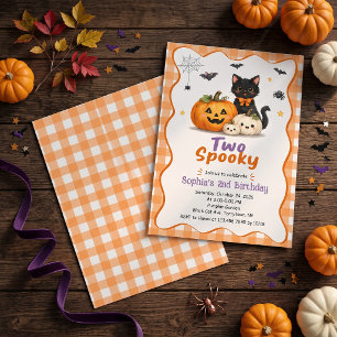 Twee griezelige Halloween 2e verjaardagsuitnodigin Kaart