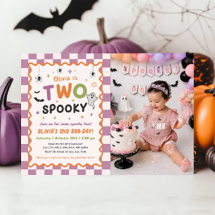Twee griezelige Halloween-geest 2e verjaardagsfoto Kaart