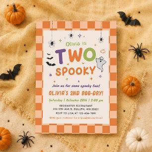 Twee griezelige Halloween-geest 2e verjaardagsuitn Kaart