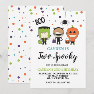 Twee griezelige Halloween-kinderverjaardagen Kaart