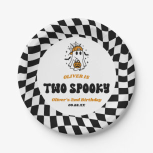 Twee griezelige Halloween retro 2de verjaardagsfee Papieren Bordje