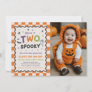 Twee griezelige Halloween-spook 2e verjaardagsfoto Kaart