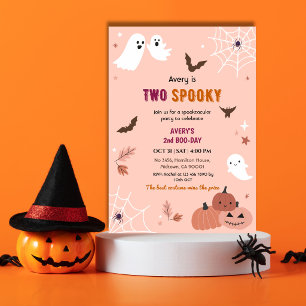 Twee griezelige Halloween verjaardag spook perzik  Kaart