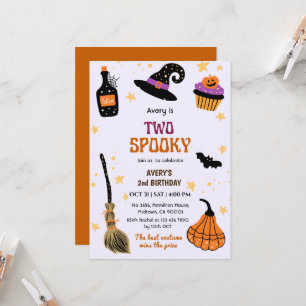 Twee griezelige heksenhut bezem verjaardag Hallowe Kaart