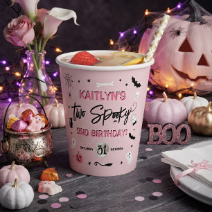 Twee griezelige! Meisjes Halloween 2e verjaardagsf Papieren Bekers