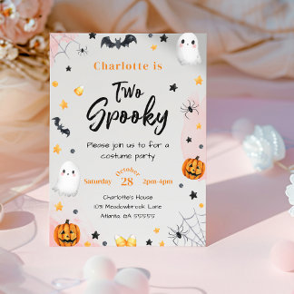 Twee griezelige meisjes roze Halloween 2de verjaar Kaart