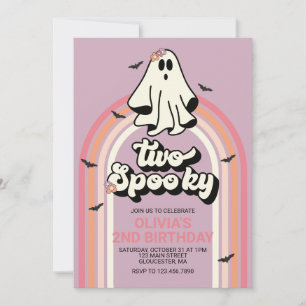 Twee griezelige retro Halloween spook verjaardag Kaart