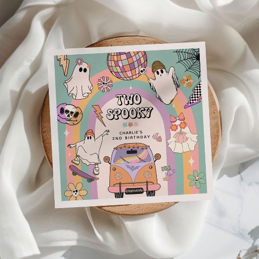 Twee griezelige retro leuke 2de verjaardagsfeestje servet