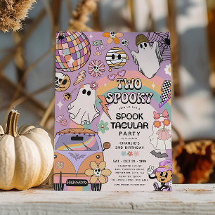Twee griezelige retro leuke Halloween 2de verjaard Kaart