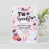 twee griezelige Roze Geest Halloween  Kaart (Staand voorkant)