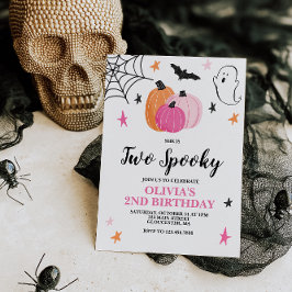 Twee griezelige roze Halloween 2e verjaardagsuitno Kaart
