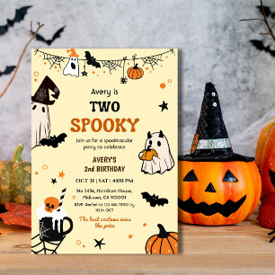 Twee griezelige verjaardagsfeestjes voor Halloween Kaart