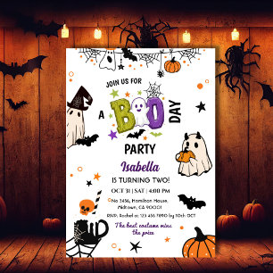 Twee griezelige verjaardagsfeestjes voor Halloween Kaart