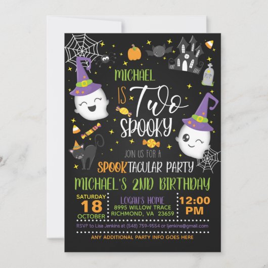 Twee griezelige verjaardagsuitnodiging - Zwart Kaart (Voorkant)