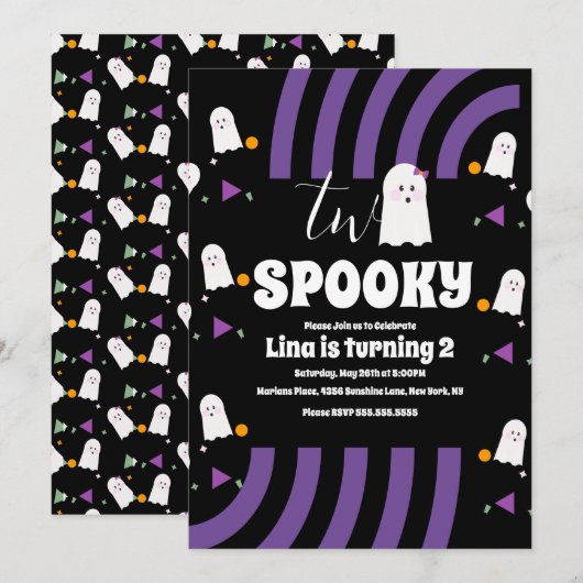 Twee Griezels Halloween Feest Kaart (Voorkant / Achterkant)