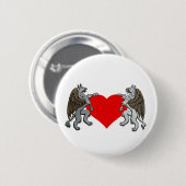 Twee griffinen en een hart ronde button 5,7 cm (Voorkant /achterkant)