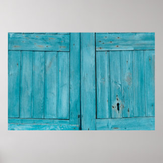 Twee grijze houten deuren poster