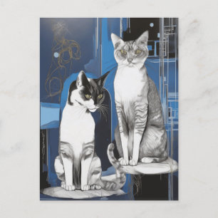 Twee grijze katten op een Abstracte achtergrond Briefkaart