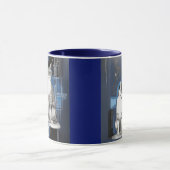 Twee grijze katten op een Abstracte achtergrond Mok (Midden)