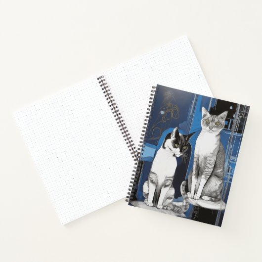 Twee grijze katten op een Abstracte achtergrond Notitieboek (Binnen)