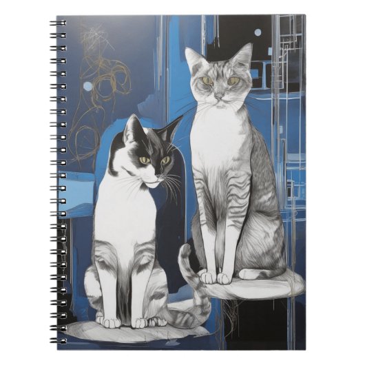 Twee grijze katten op een Abstracte achtergrond Notitieboek (Voorkant)