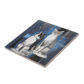 Twee grijze katten op een Abstracte achtergrond Tegeltje (Zijkant)