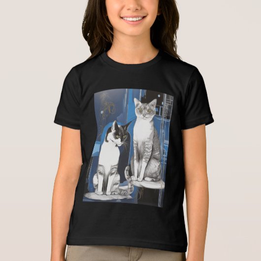 Twee grijze katten op een Abstracte achtergrond Tri-Blend Shirt (Voorkant)