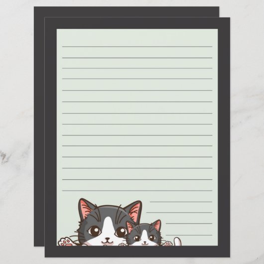 Twee grijze kittens op een voering met grijs papie (Voorkant / Achterkant)