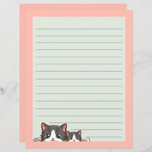 Twee grijze kittens op papier (Voorkant / Achterkant)
