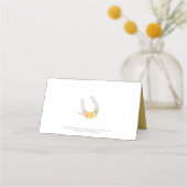 Twee grijze paarden monogram geel wit bruiloft plaatskaartje (Achterkant)