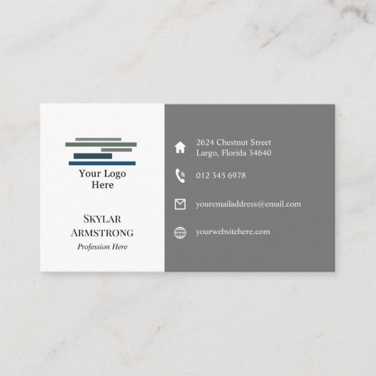 Twee grijze tinten wit je Logo pictogrammen één ve Visitekaartje (Voorkant)