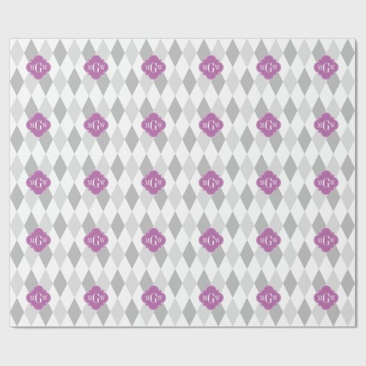 Twee grijze Whart Harlequin Orchid 3 Initiaal Mono Cadeaupapier (Vlak)