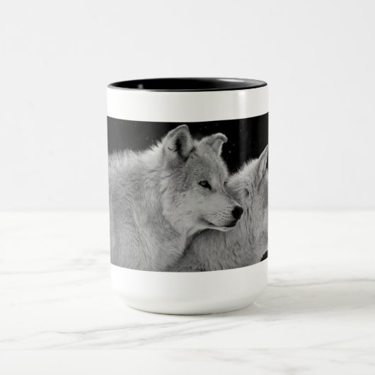 Twee grijze Wolven Coffee-Mok Mok (Midden)