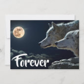 Twee grijze wolven en een bruiloft met volle maan kaart (Voorkant)