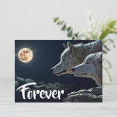 Twee grijze wolven en een bruiloft met volle maan kaart (Staand voorkant)
