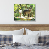 Twee grijze wolven in het bos canvas afdruk (Insitu (Slaapkamer))