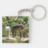 Twee grijze wolven in het bos sleutelhanger (Achterkant)