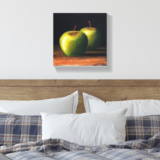 Twee groene appels canvas afdruk (Insitu (Slaapkamer))