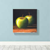 Twee groene appels canvas afdruk (Insitu (Houten vloer))
