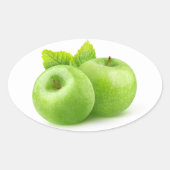Twee groene appels ovale sticker (Voorkant)
